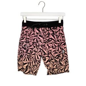 Volcom Mod Tech Pink Black Swim Suit Trunks Boys Medium